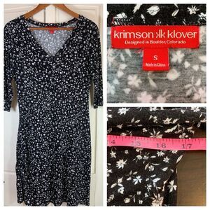 Krimson Klover Dark Floral Knit Dress Womens Small Pocket Cinch Hiking Outdoorsy
